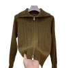 Autumn's new lapel zipper tweed sweater for women, a laid-back style coat, a short and elegant, niche knitted cardigan for women Item Picture